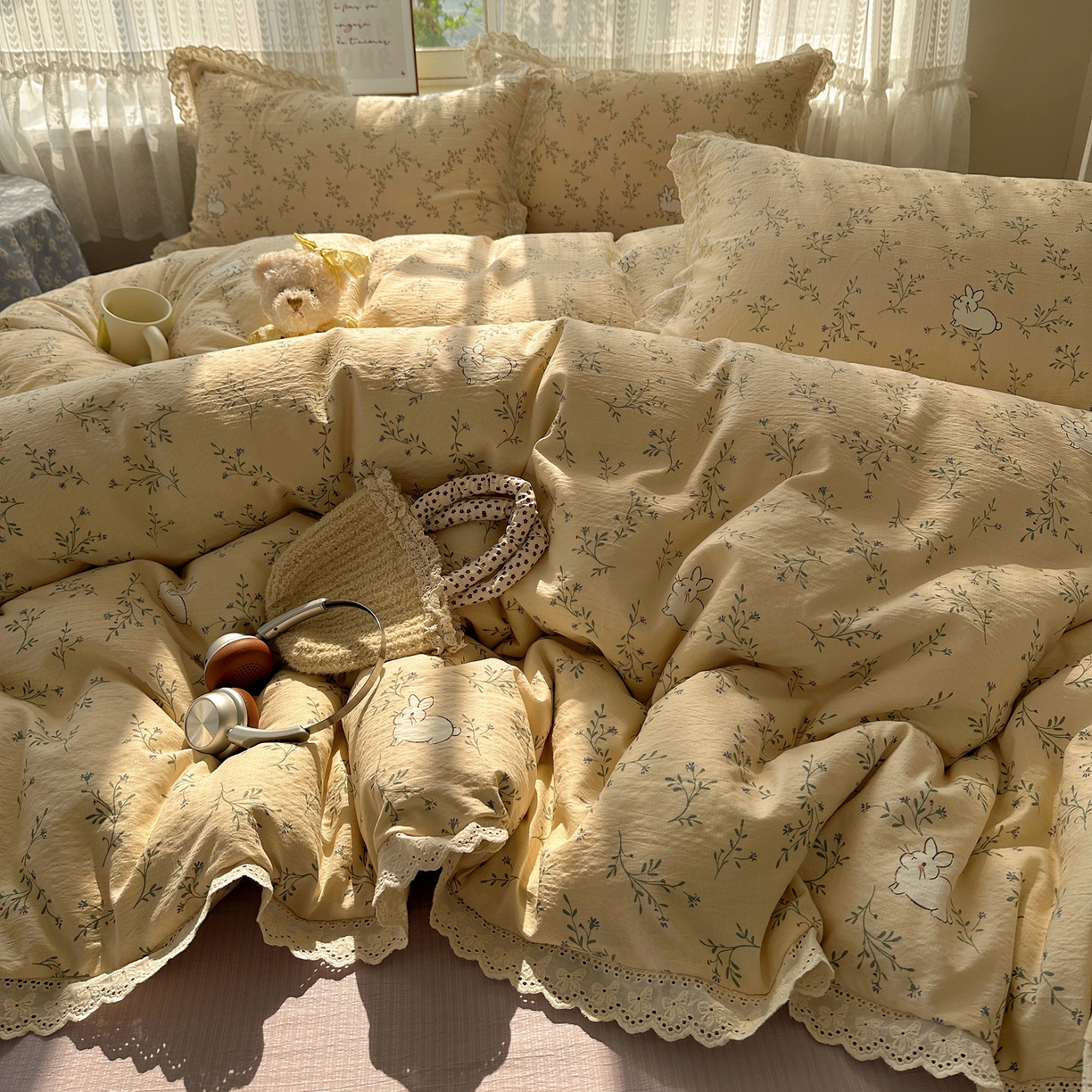 91家纺网 家纺一手货源 找家纺 （总）韩巢家纺 2026新款蝴蝶花边销款四件套