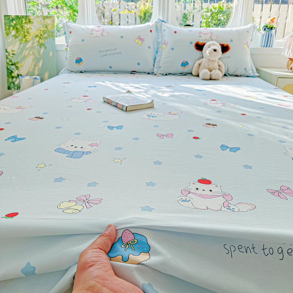 91家纺网 家纺一手货源 找家纺 恩泽家纺 2026春夏新款全棉纯棉12868印花四件套及单品系列-单床单床单单件 奶油阿布