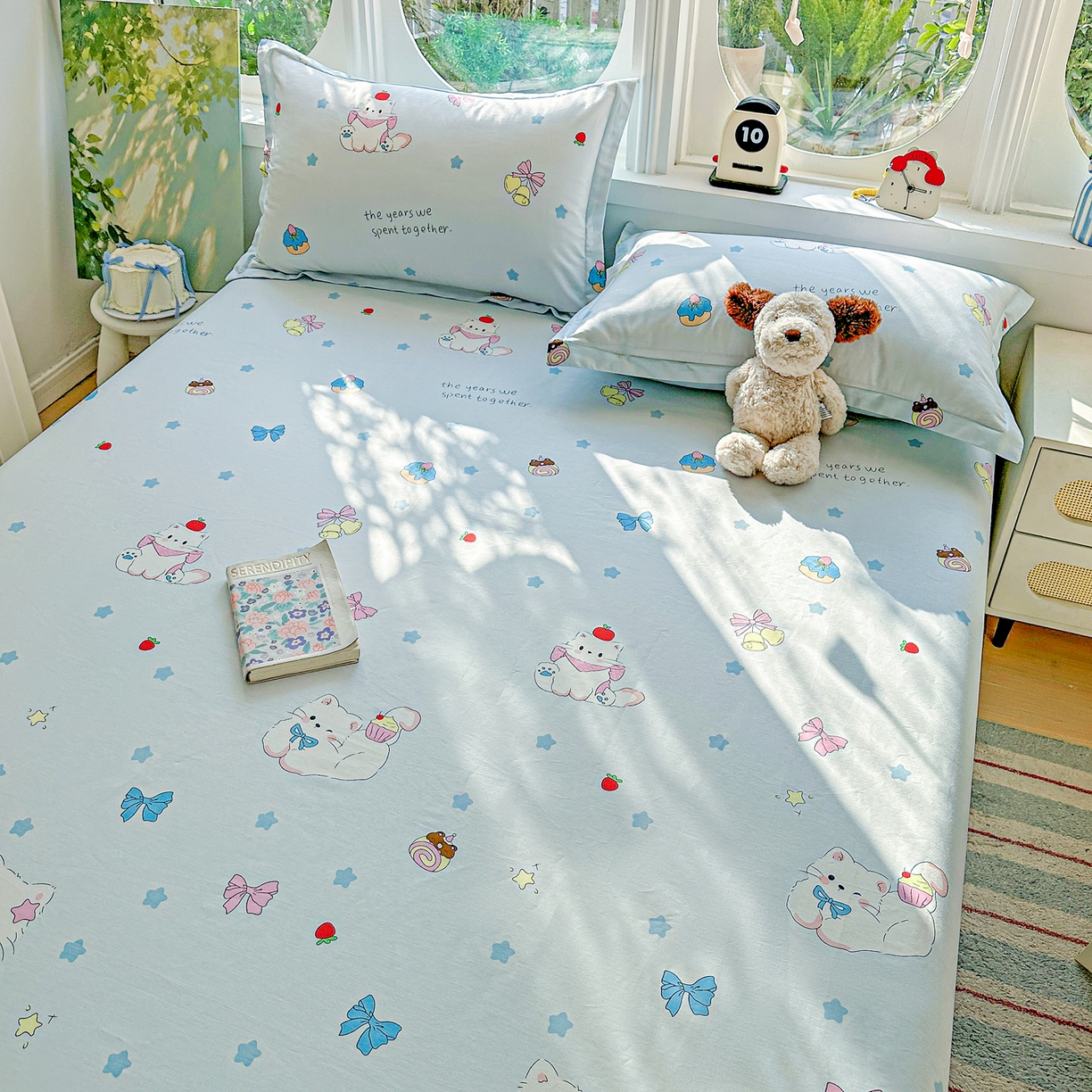 91家纺网 家纺一手货源 找家纺 恩泽家纺 2026春夏新款全棉纯棉12868印花四件套及单品系列-单床单床单单件 奶油阿布