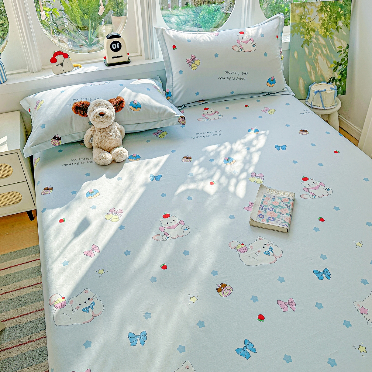 91家纺网 家纺一手货源 找家纺 恩泽家纺 2026春夏新款全棉纯棉12868印花四件套及单品系列-单床单床单单件 奶油阿布