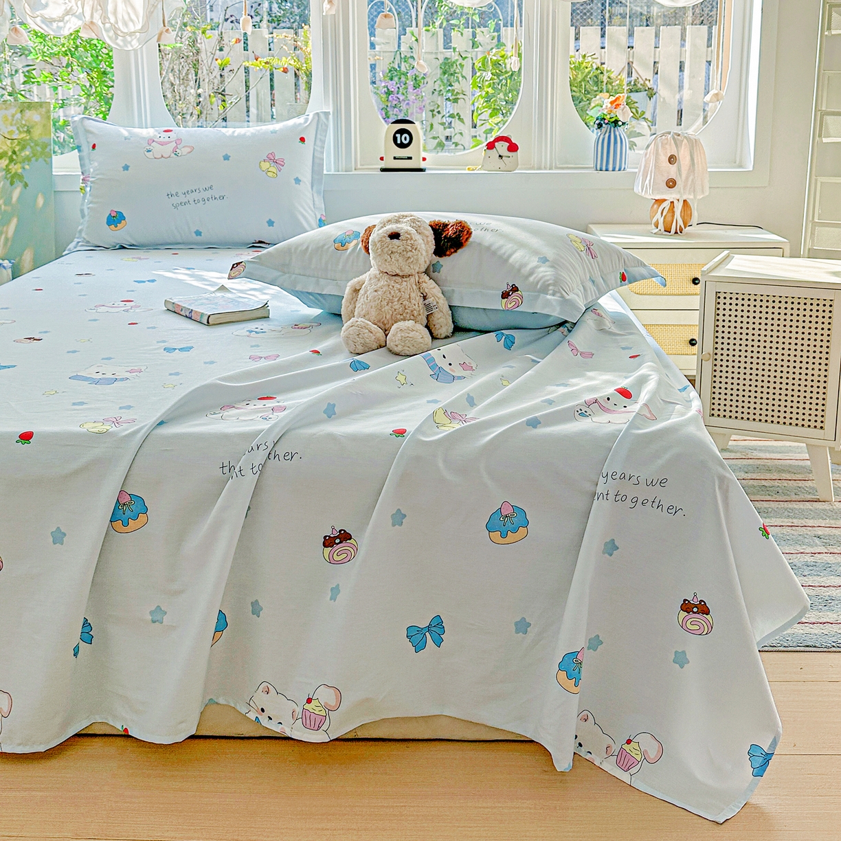 91家纺网 家纺一手货源 找家纺 恩泽家纺 2026春夏新款全棉纯棉12868印花四件套及单品系列-单床单床单单件 奶油阿布