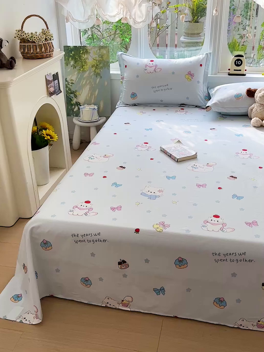 91家纺网 家纺一手货源 找家纺 恩泽家纺 2026春夏新款全棉纯棉12868印花四件套及单品系列-单床单床单单件 奶油阿布