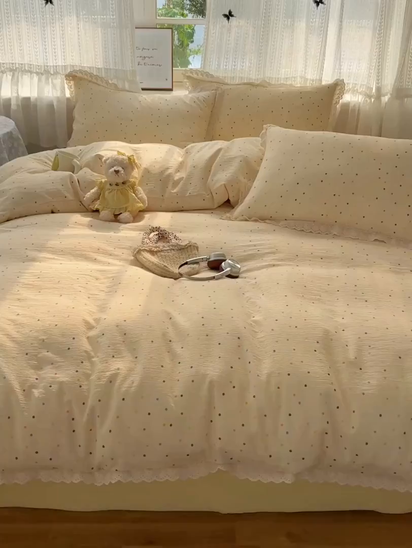 91家纺网 家纺一手货源 找家纺 （总）韩巢家纺 2026新款蝴蝶花边销款四件套