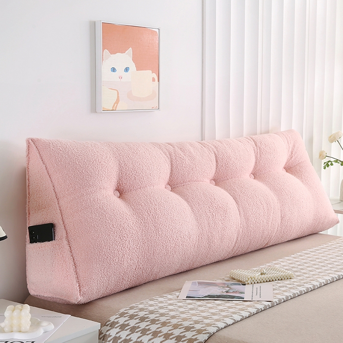 91家纺网 家纺一手货源 找家纺 永光家居 2026新款泰迪绒三角靠垫 填充浅蓝色产品不供多多 泰迪粉