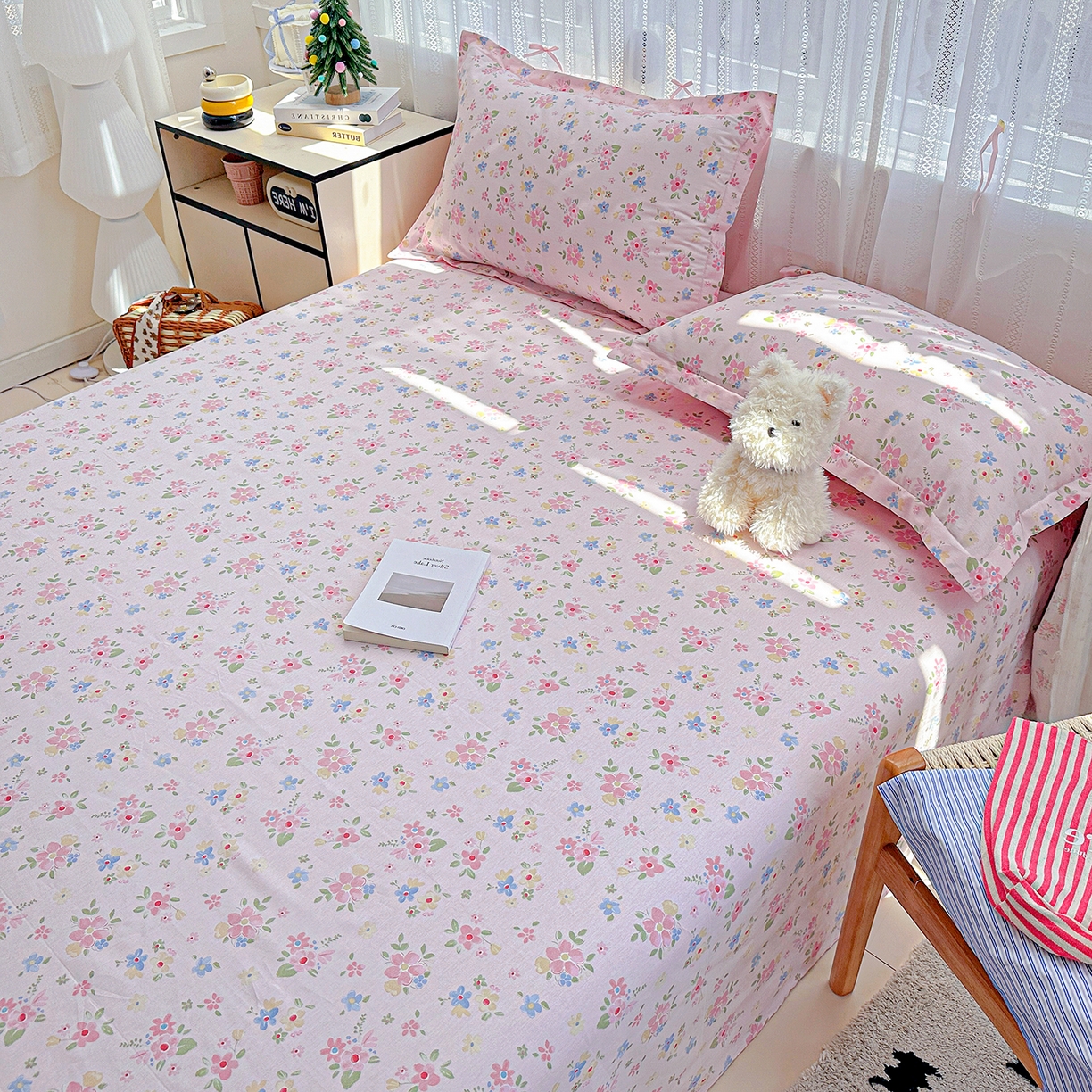 91家纺网 家纺一手货源 找家纺 恩泽家纺 2026春夏新款全棉纯棉12868印花四件套及单品系列-单床单床单单件 田园小花