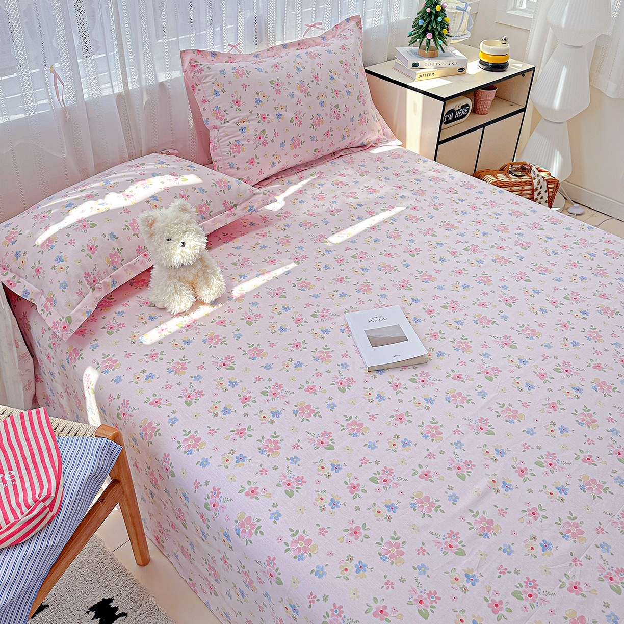 91家纺网 家纺一手货源 找家纺 恩泽家纺 2026春夏新款全棉纯棉12868印花四件套及单品系列-单床单床单单件 田园小花