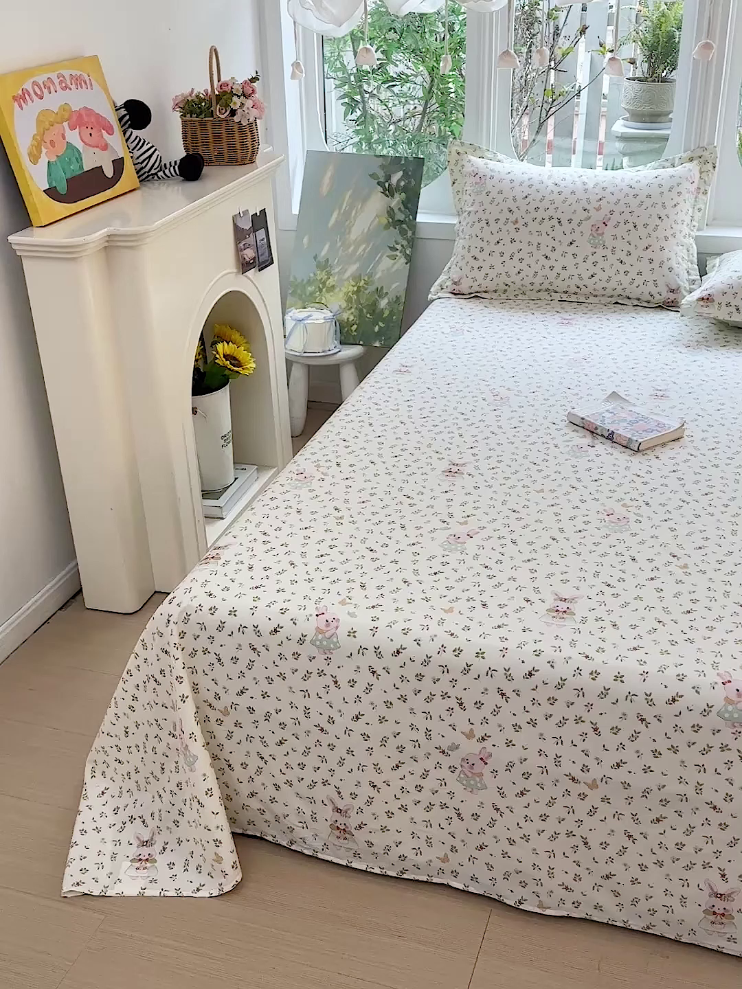 91家纺网 家纺一手货源 找家纺 恩泽家纺 2026春夏新款全棉纯棉12868印花四件套及单品系列-单床单床单单件 碎花兔兔