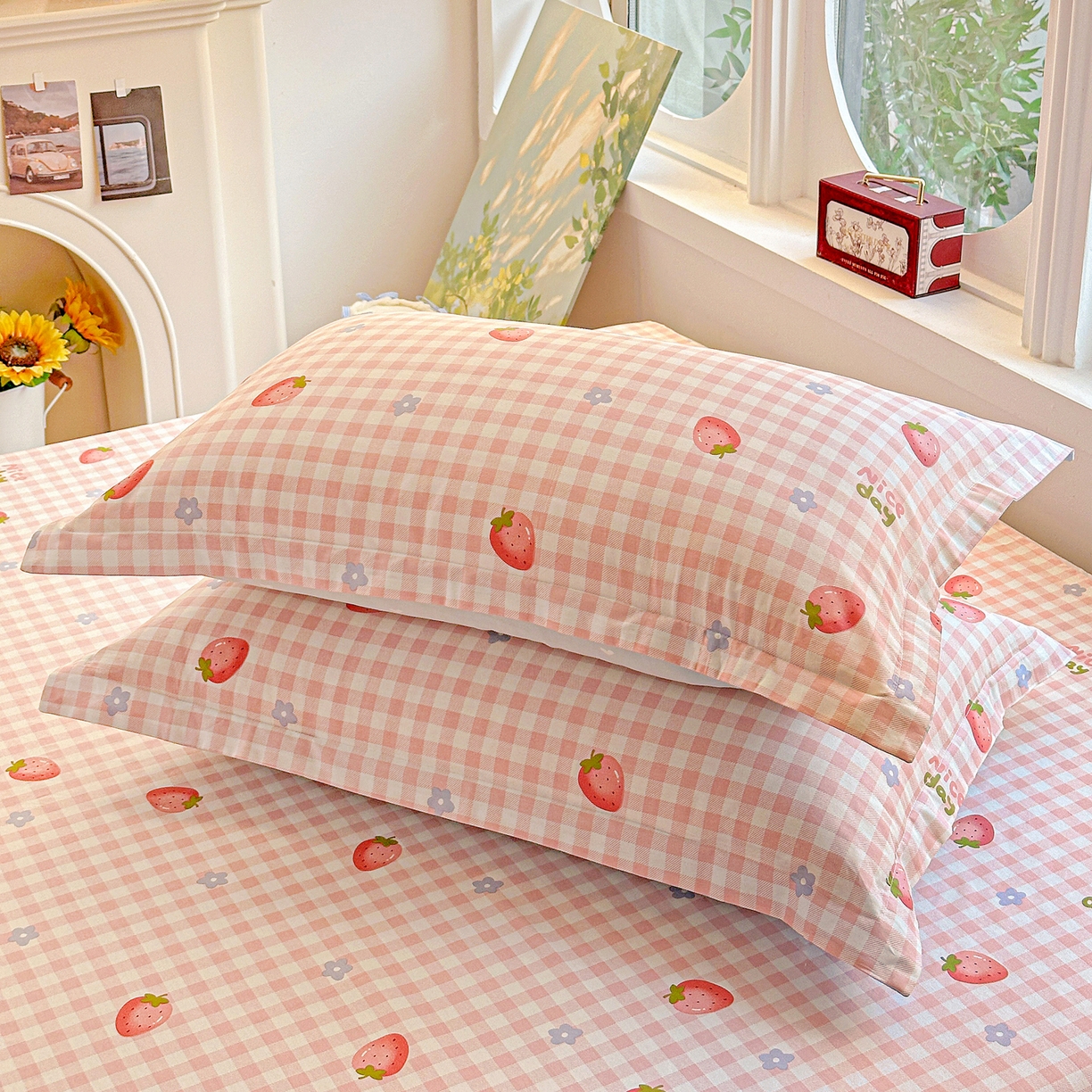 91家纺网 家纺一手货源 找家纺 （总）恩泽家纺 2026春夏新款全棉纯棉12868印花四件套及单品系列-单枕套枕套单件