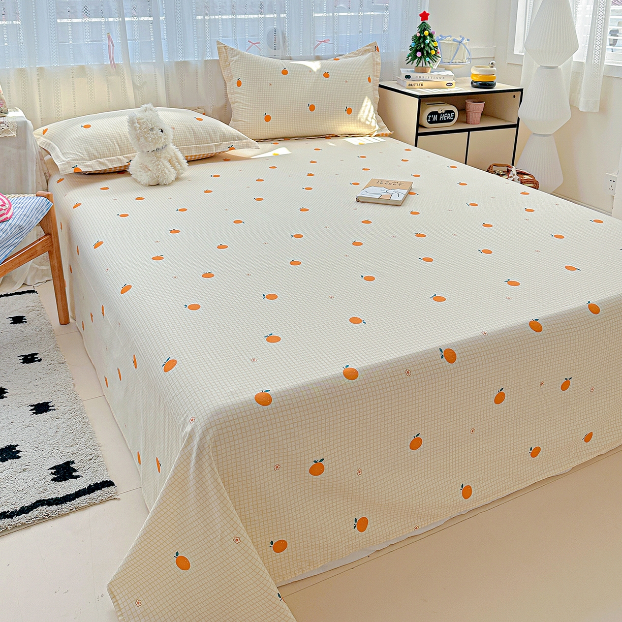 91家纺网 家纺一手货源 找家纺 恩泽家纺 2026春夏新款全棉纯棉12868印花四件套及单品系列-单床单床单单件 甜小桔