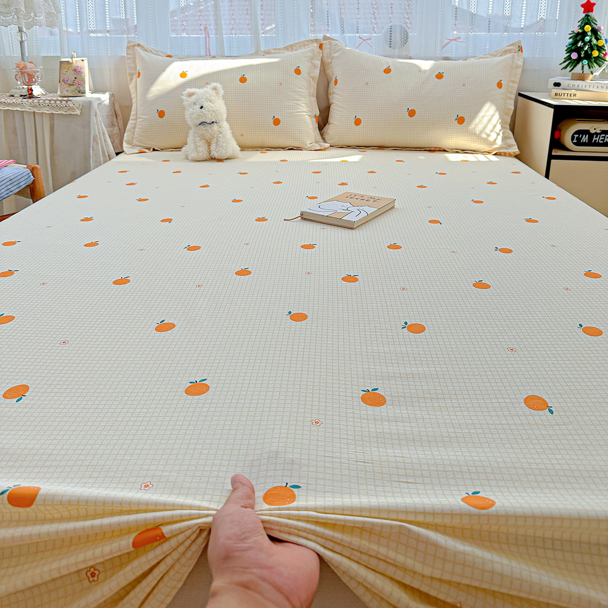 91家纺网 家纺一手货源 找家纺 恩泽家纺 2026春夏新款全棉纯棉12868印花四件套及单品系列-单床单床单单件 甜小桔