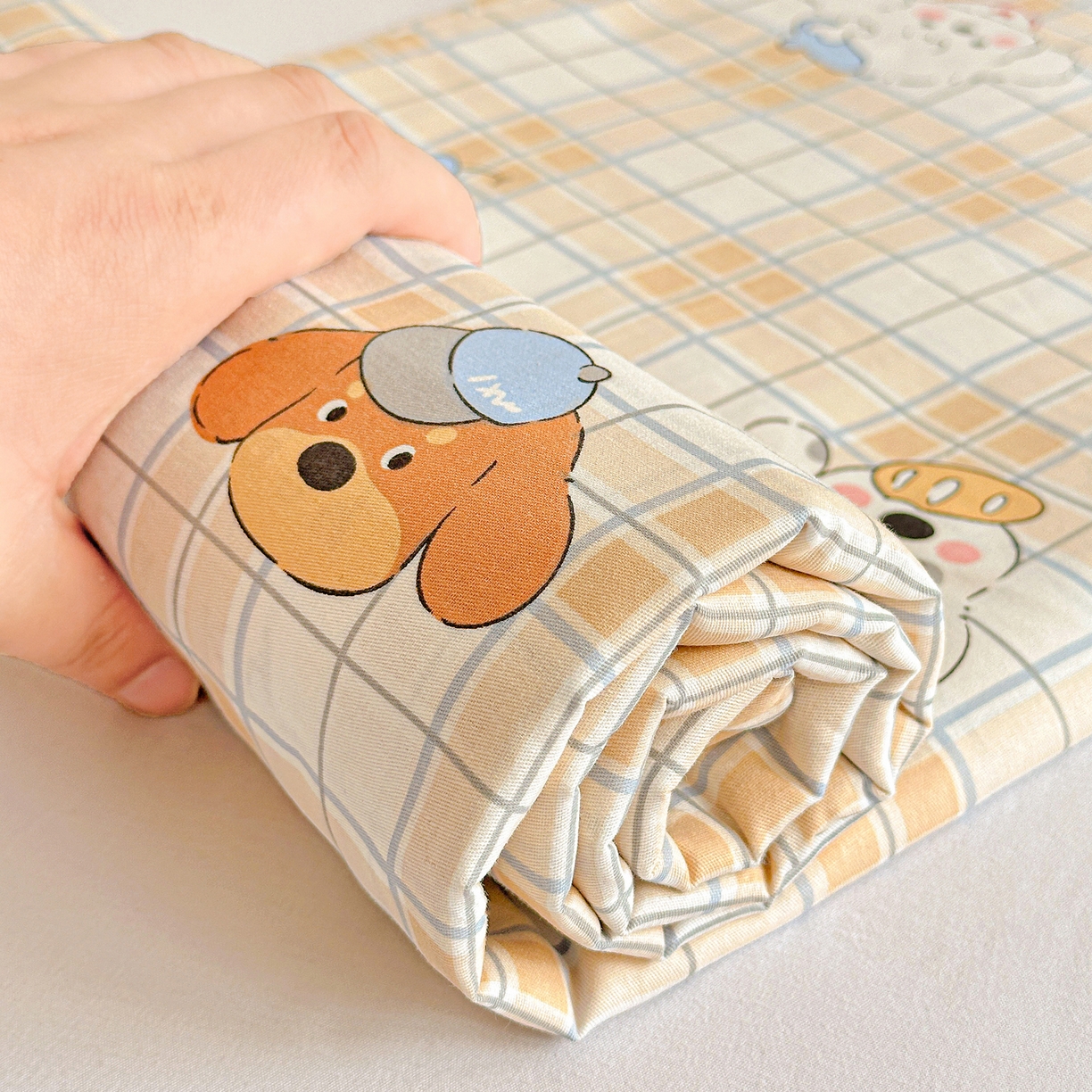 91家纺网 家纺一手货源 找家纺 恩泽家纺 2026春夏新款全棉纯棉12868印花四件套及单品系列-单床单床单单件 甜心汪·咖