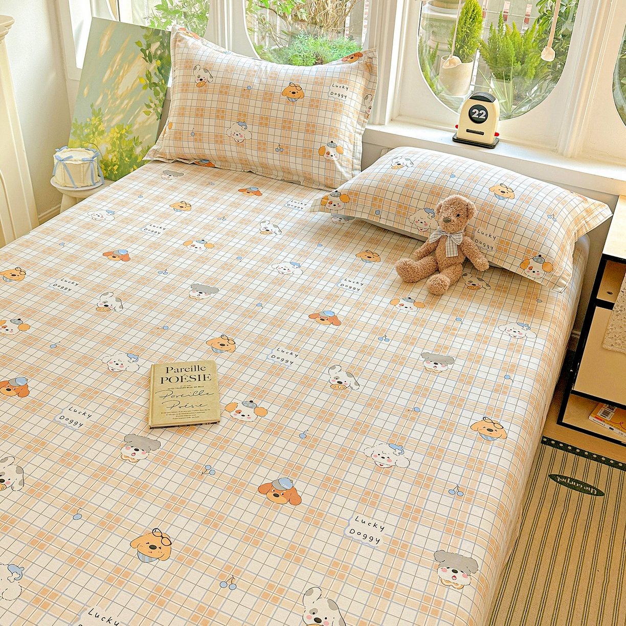 91家纺网 家纺一手货源 找家纺 恩泽家纺 2026春夏新款全棉纯棉12868印花四件套及单品系列-单床单床单单件 甜心汪·咖