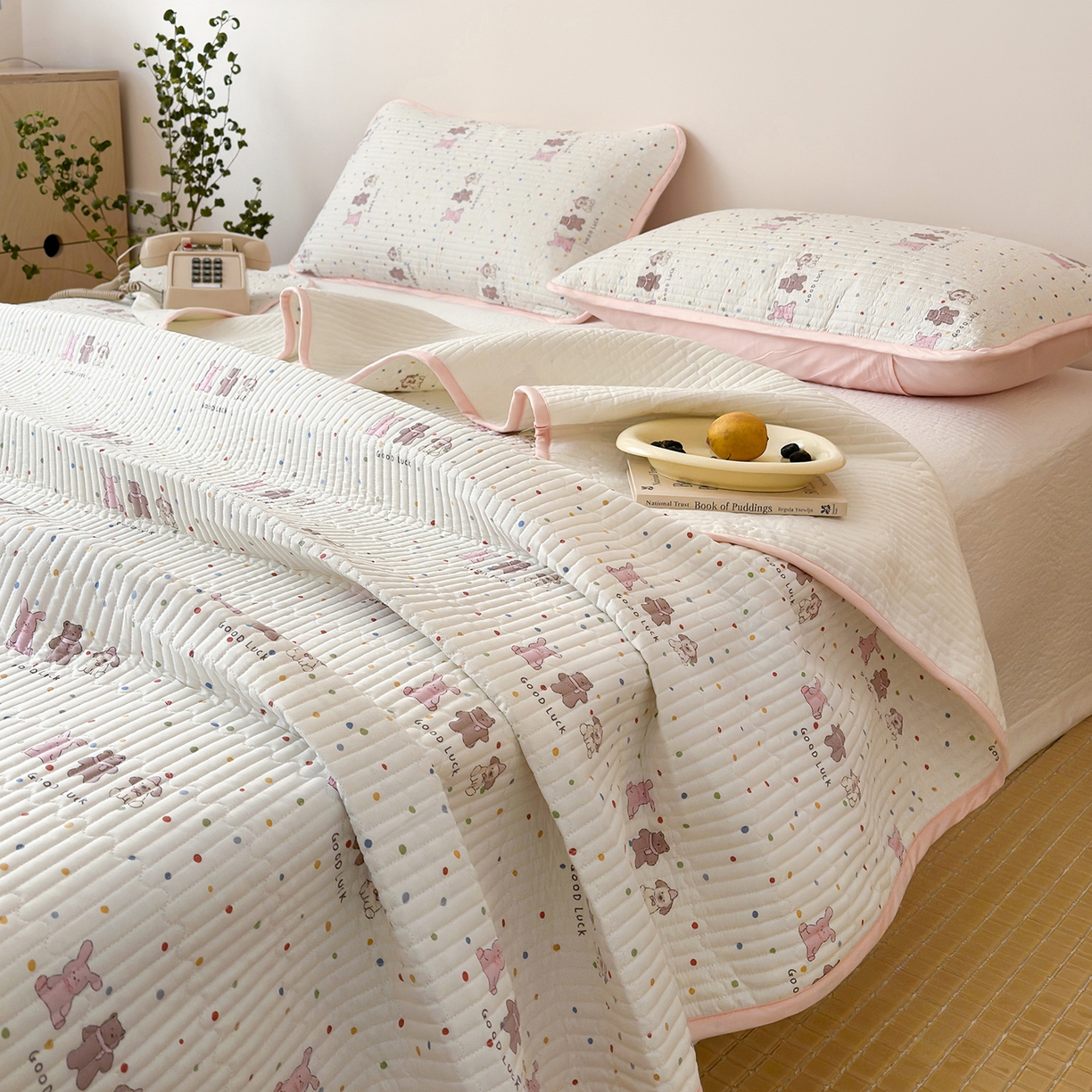 91家纺网 家纺一手货源 找家纺 （总）漫时光 2026新款纯棉小清新棉花夹层床盖