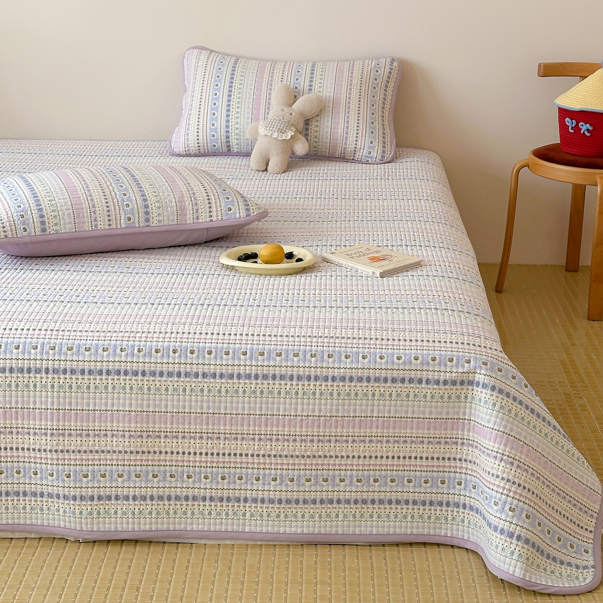 91家纺网 家纺一手货源 找家纺 （总）漫时光 2026新款纯棉小清新棉花夹层床盖