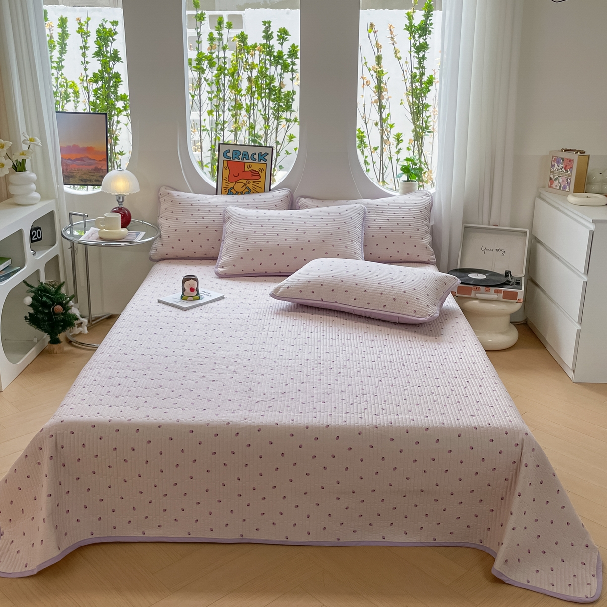 91家纺网 家纺一手货源 找家纺 漫时光 2026新款纯棉小清新棉花夹层床盖 小草莓