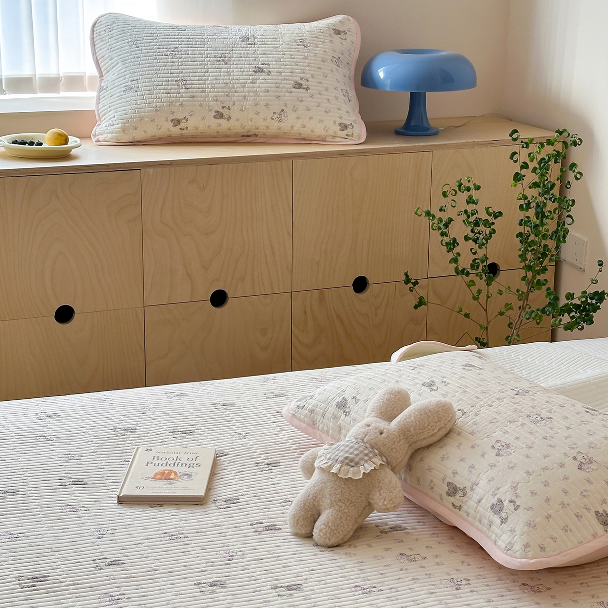 91家纺网 家纺一手货源 找家纺 漫时光 2026新款纯棉小清新棉花夹层床盖 可米宝贝