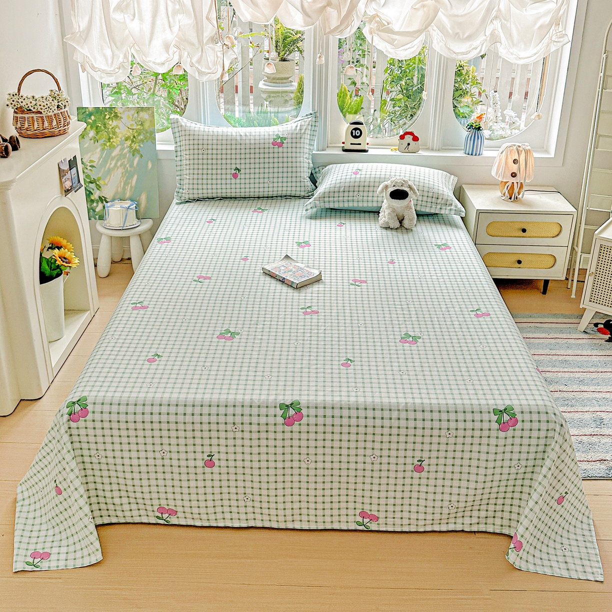 恩泽家纺 2026春夏新款全棉纯棉12868印花四件套及单品系列-单床单床单单件 晚樱