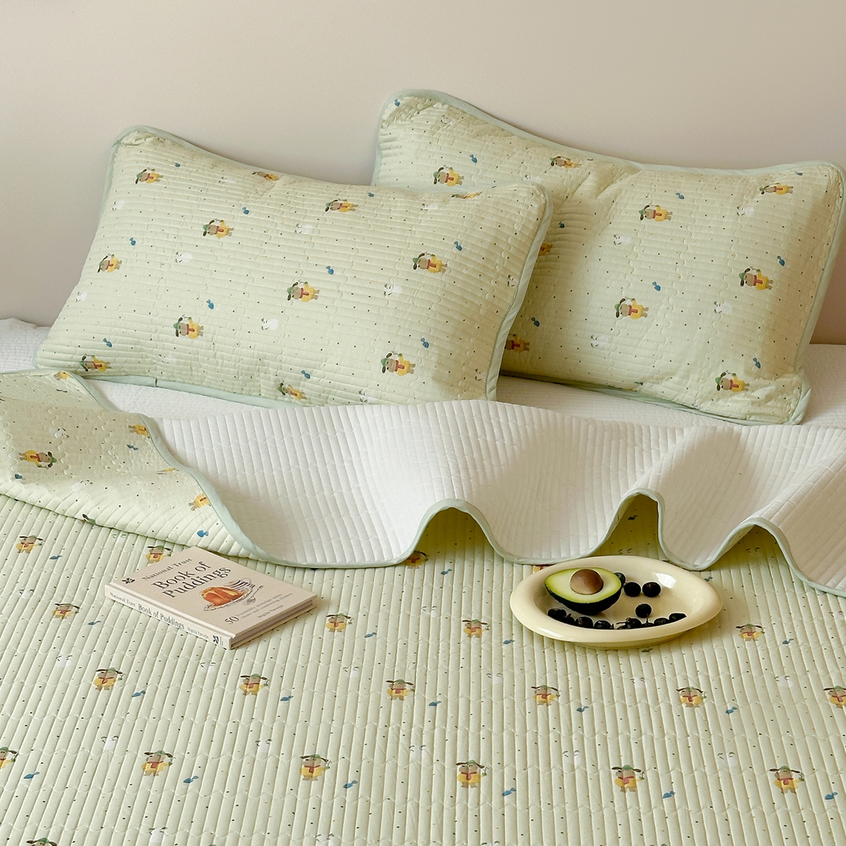 91家纺网 家纺一手货源 找家纺 漫时光 2026新款纯棉小清新棉花夹层床盖 小汪