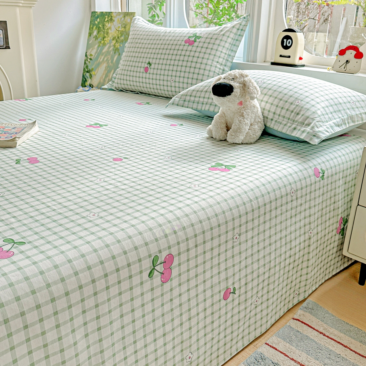 91家纺网 家纺一手货源 找家纺 恩泽家纺 2026春夏新款全棉纯棉12868印花四件套及单品系列-单床单床单单件 晚樱