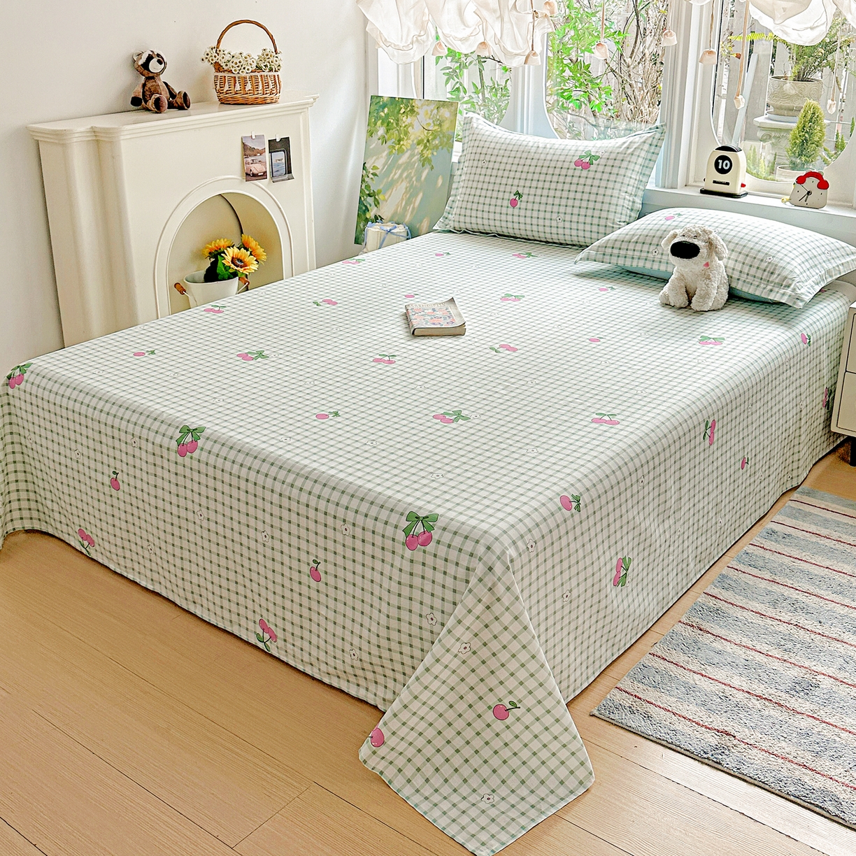 91家纺网 家纺一手货源 找家纺 恩泽家纺 2026春夏新款全棉纯棉12868印花四件套及单品系列-单床单床单单件 晚樱