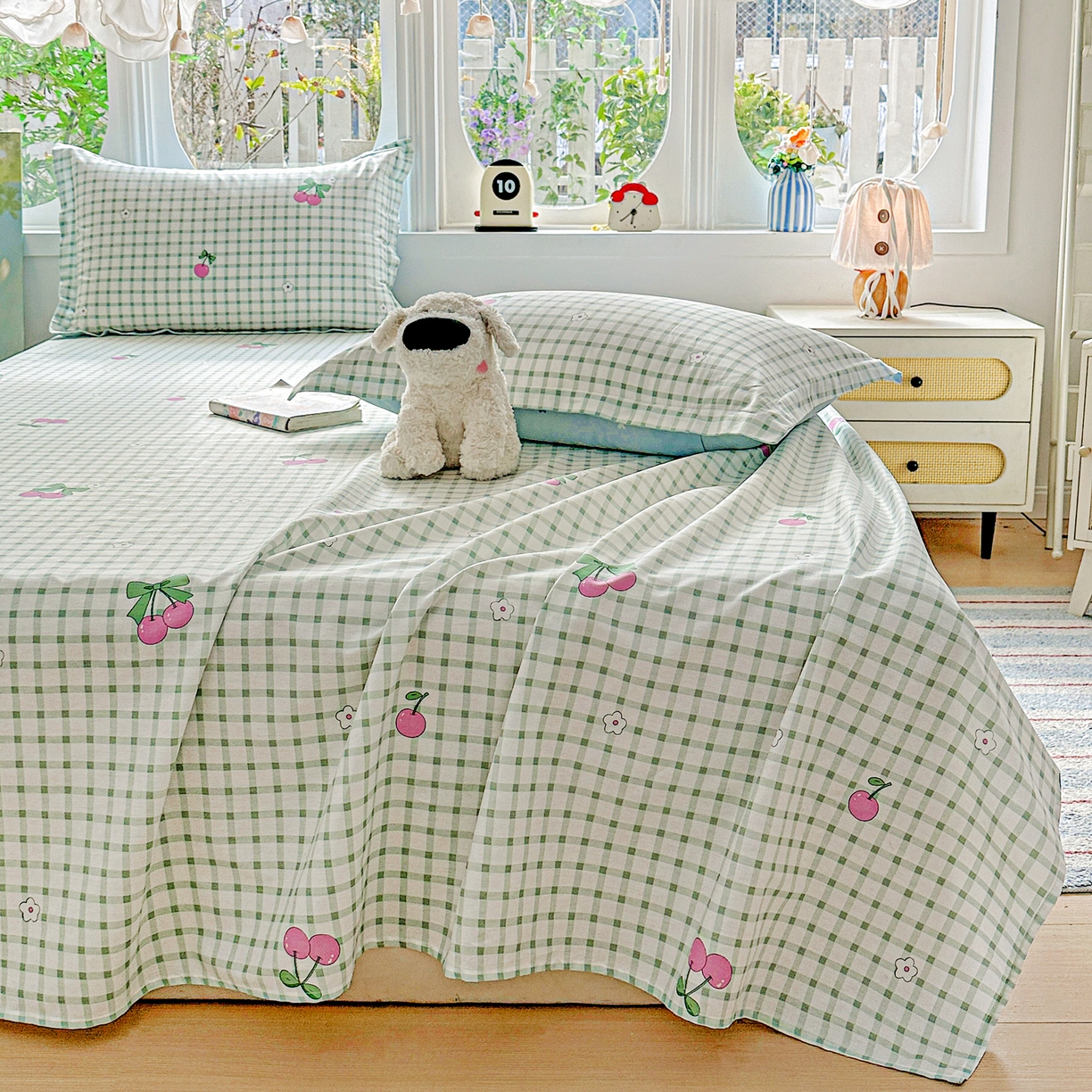 91家纺网 家纺一手货源 找家纺 恩泽家纺 2026春夏新款全棉纯棉12868印花四件套及单品系列-单床单床单单件 晚樱