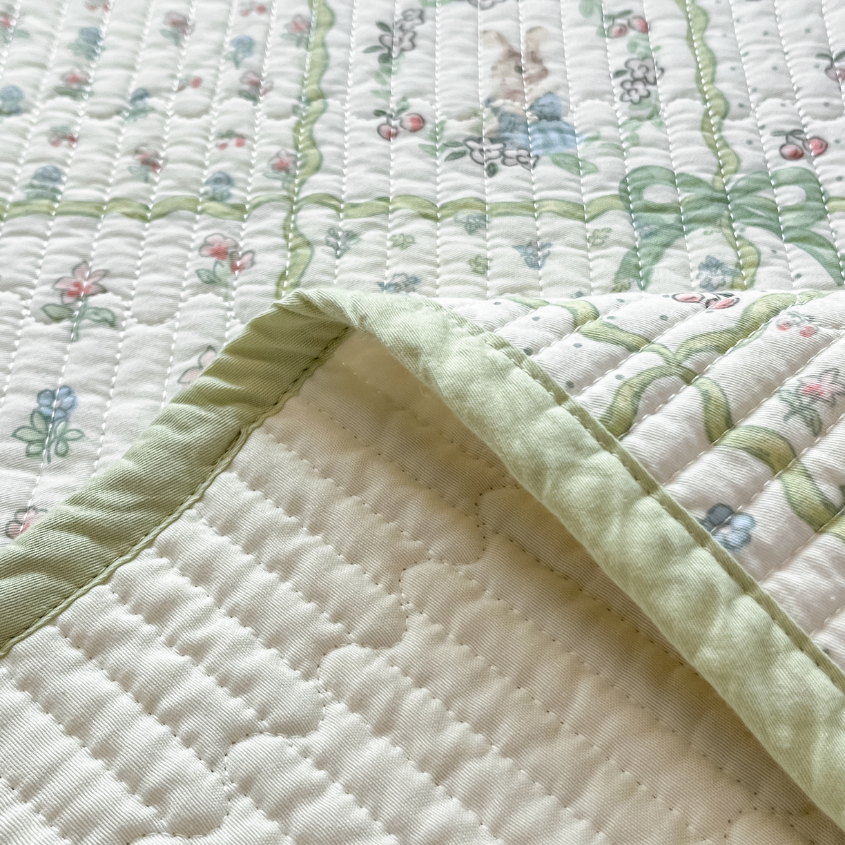 91家纺网 家纺一手货源 找家纺 漫时光 2026新款纯棉小清新棉花夹层床盖 方格花