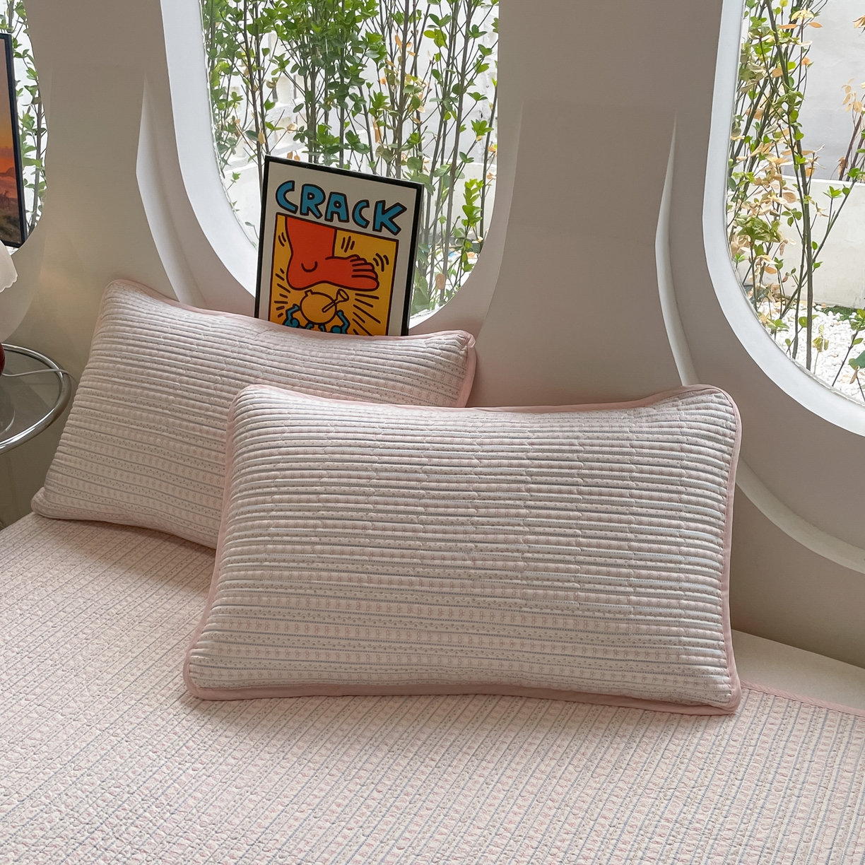 91家纺网 家纺一手货源 找家纺 漫时光 2026新款纯棉小清新棉花夹层床盖 小蝴蝶结