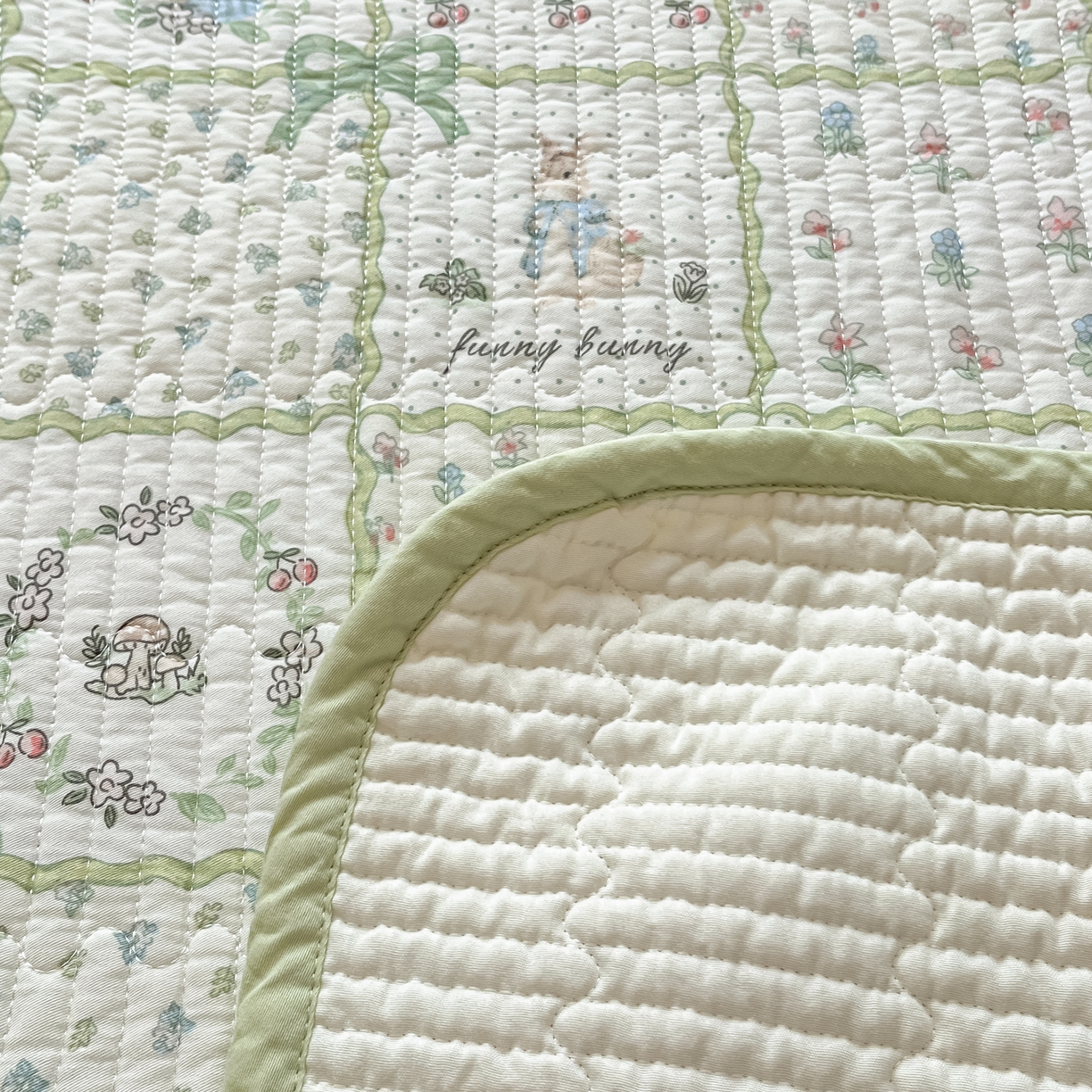 91家纺网 家纺一手货源 找家纺 漫时光 2026新款纯棉小清新棉花夹层床盖 方格花