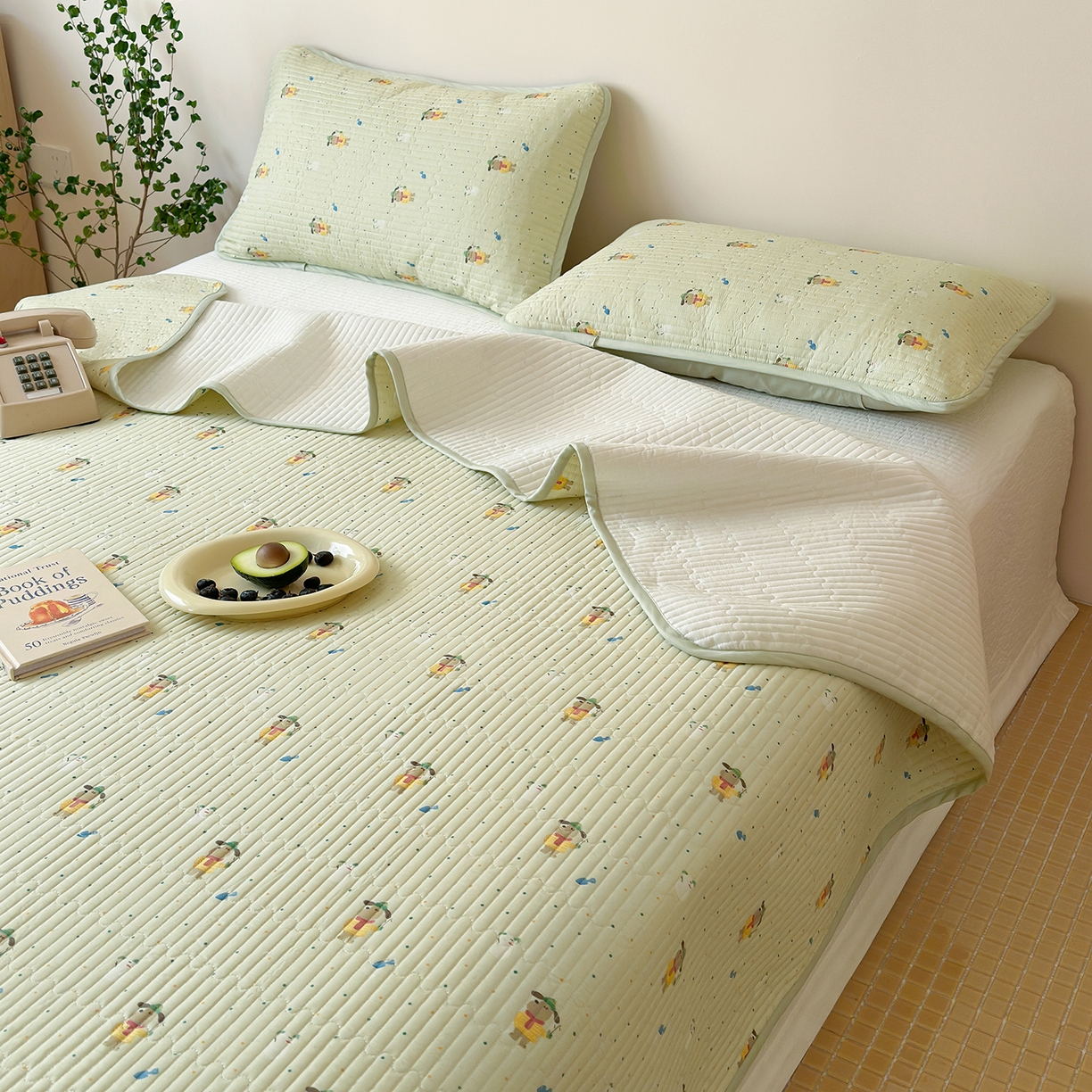 91家纺网 家纺一手货源 找家纺 漫时光 2026新款纯棉小清新棉花夹层床盖 小汪