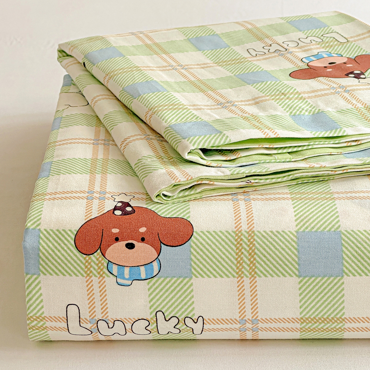 91家纺网 家纺一手货源 找家纺 恩泽家纺 2026春夏新款全棉纯棉12868印花四件套及单品系列-单床单床单单件 小狗乐乐