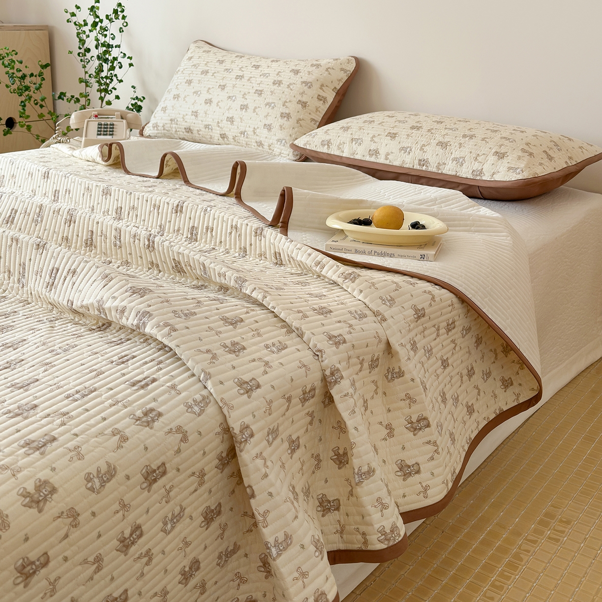 91家纺网 家纺一手货源 找家纺 （总）漫时光 2026新款纯棉小清新棉花夹层床盖