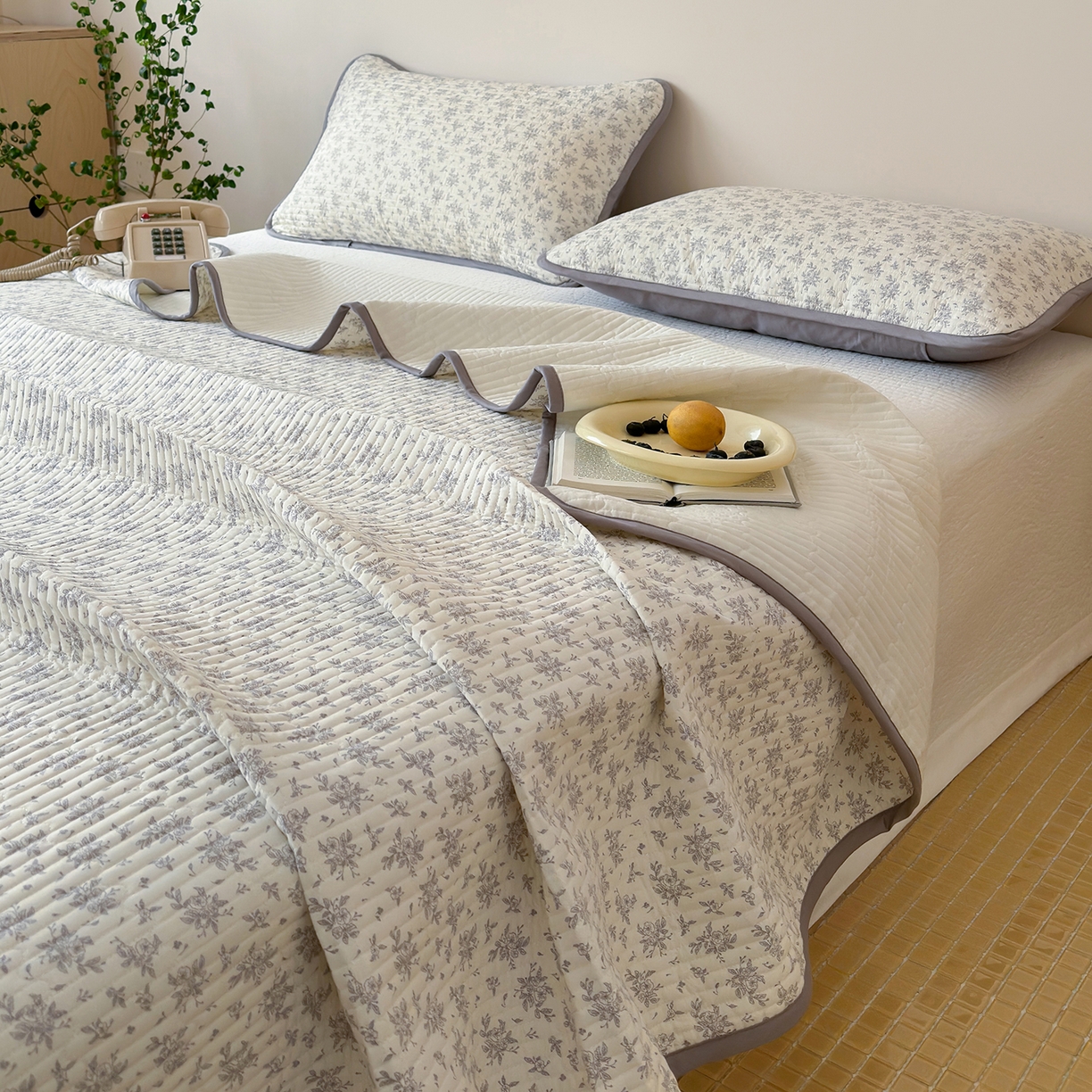 91家纺网 家纺一手货源 找家纺 （总）漫时光 2026新款纯棉小清新棉花夹层床盖