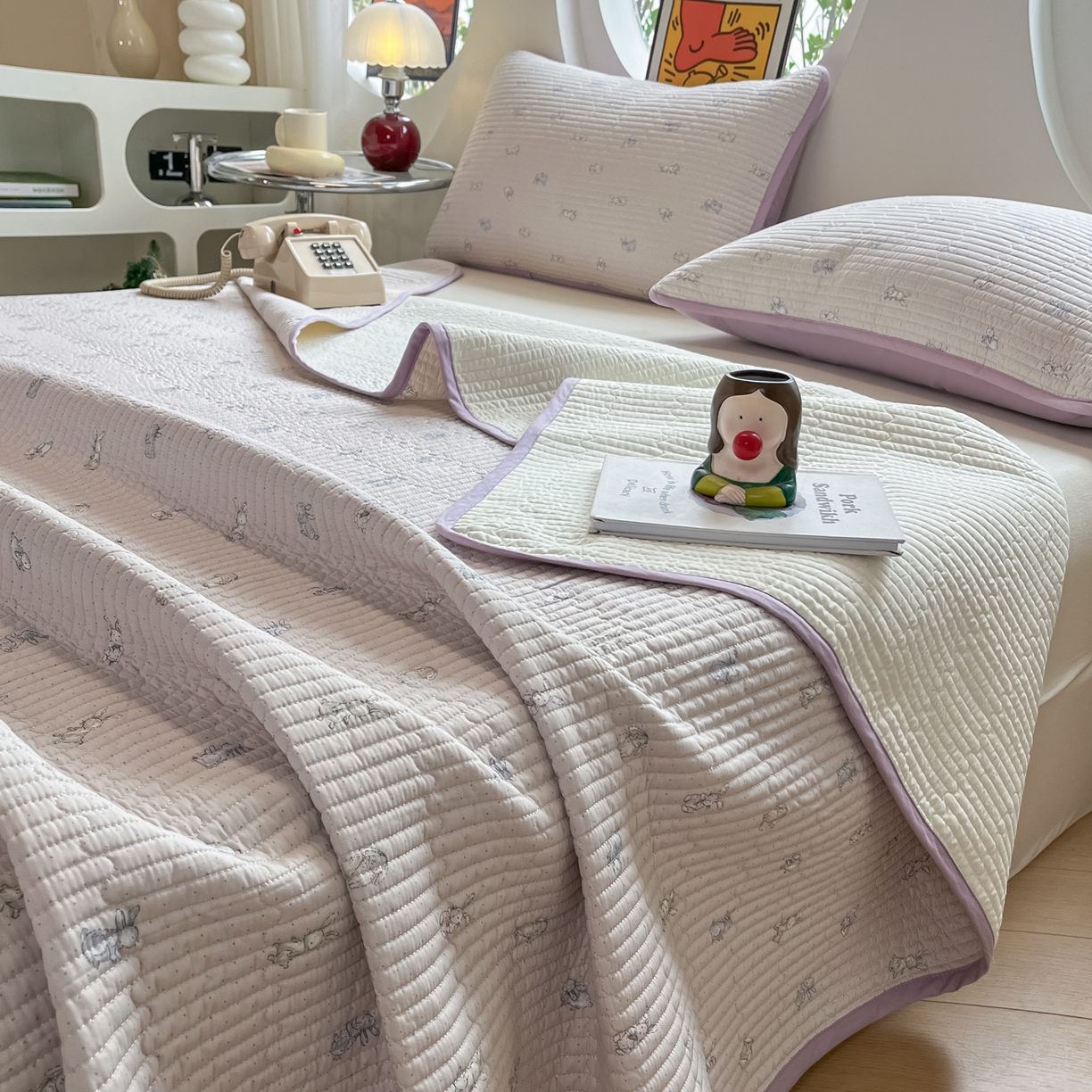 91家纺网 家纺一手货源 找家纺 （总）漫时光 2026新款纯棉小清新棉花夹层床盖