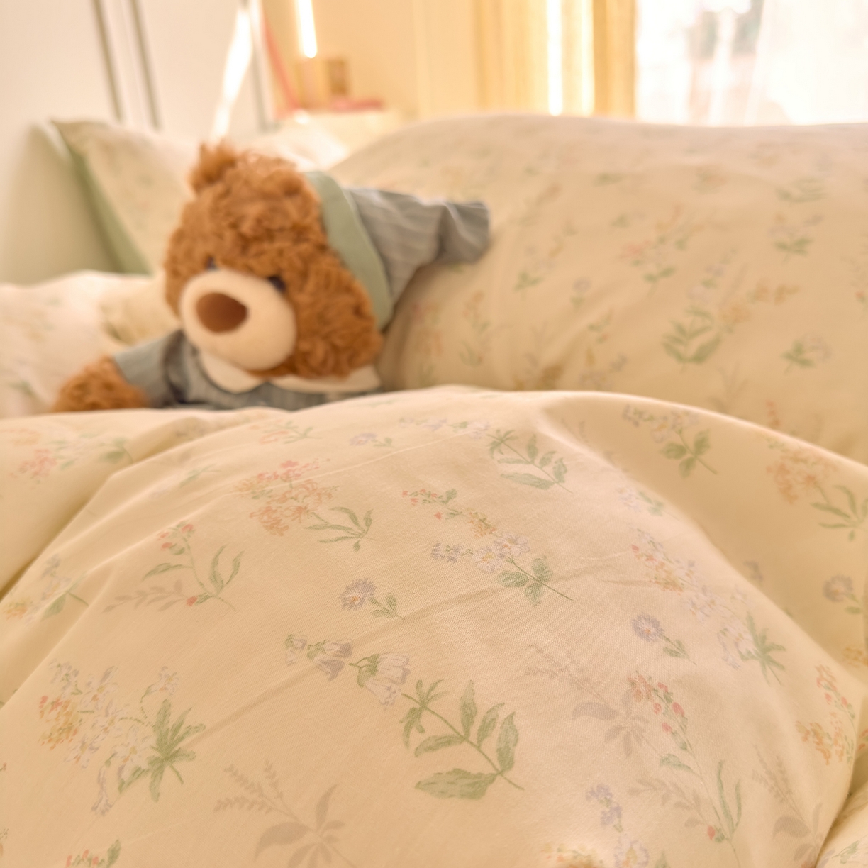 91家纺网 家纺一手货源 找家纺 DoDo 兜兜 2026新款40支全棉纯棉小碎花四件套（可定做尺寸） 见春山