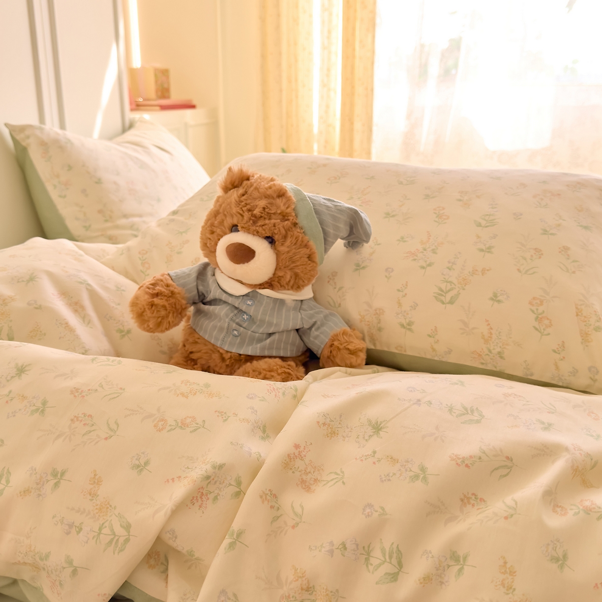 91家纺网 家纺一手货源 找家纺 DoDo 兜兜 2026新款40支全棉纯棉小碎花四件套（可定做尺寸） 见春山