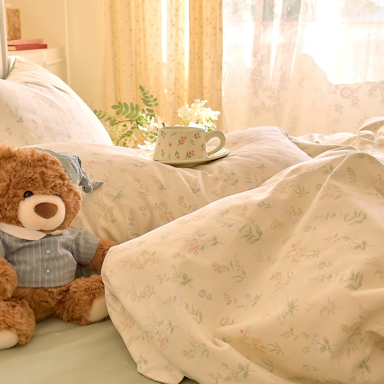 91家纺网 家纺一手货源 找家纺 DoDo 兜兜 2026新款40支全棉纯棉小碎花四件套（可定做尺寸） 见春山