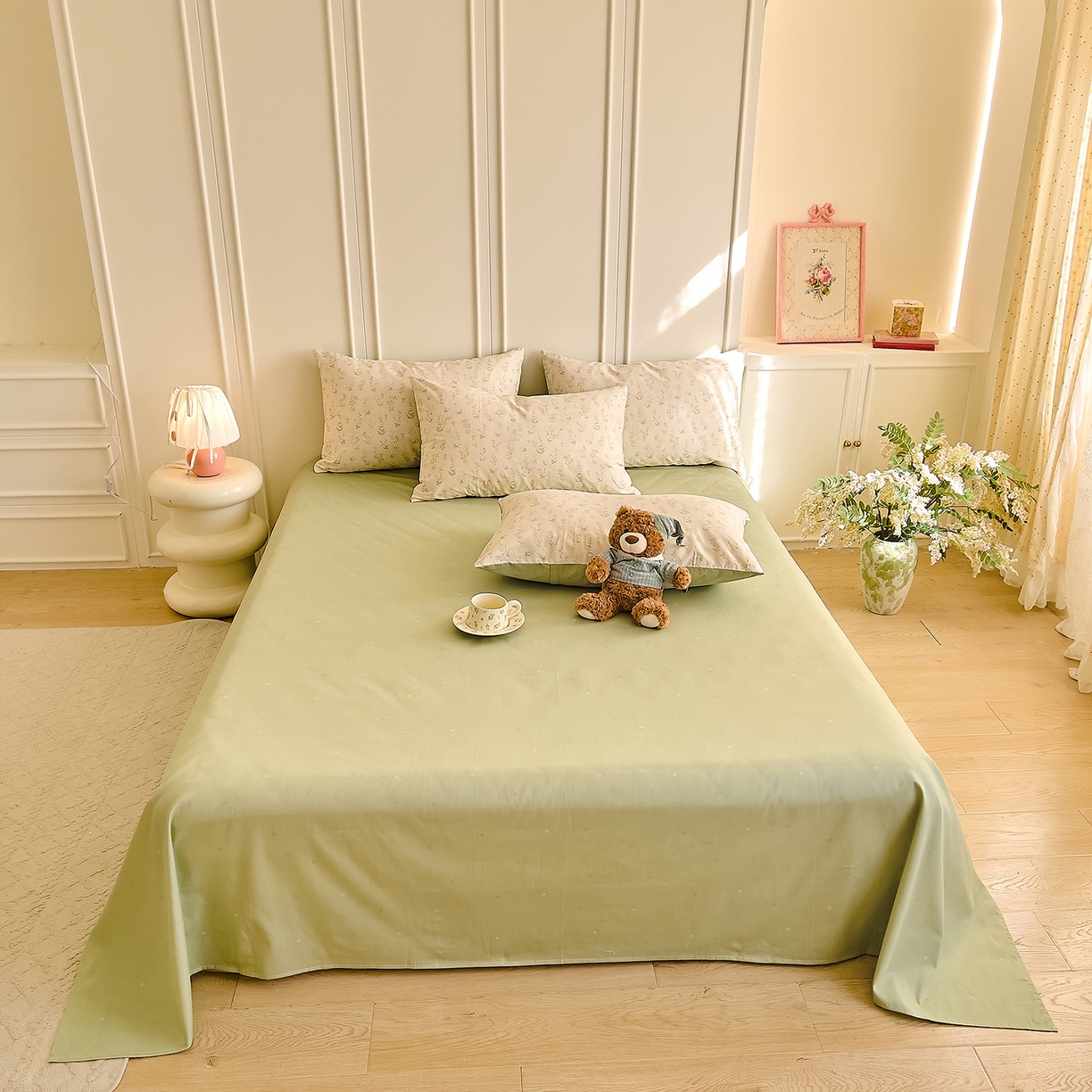 91家纺网 家纺一手货源 找家纺 DoDo 兜兜 2026新款40支全棉纯棉小碎花四件套（可定做尺寸） 见春山