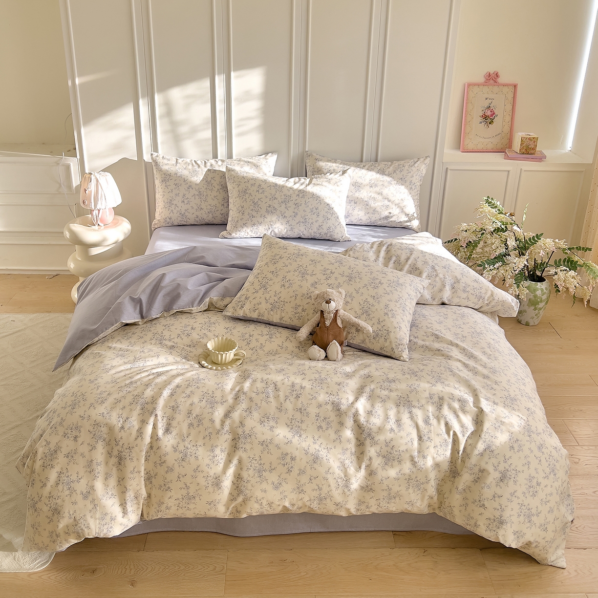 91家纺网 家纺一手货源 找家纺 DoDo 兜兜 2026新款40支全棉纯棉小碎花四件套（可定做尺寸） 沉香