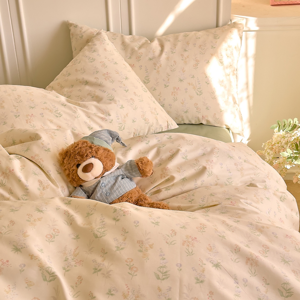 91家纺网 家纺一手货源 找家纺 DoDo 兜兜 2026新款40支全棉纯棉小碎花四件套（可定做尺寸） 见春山