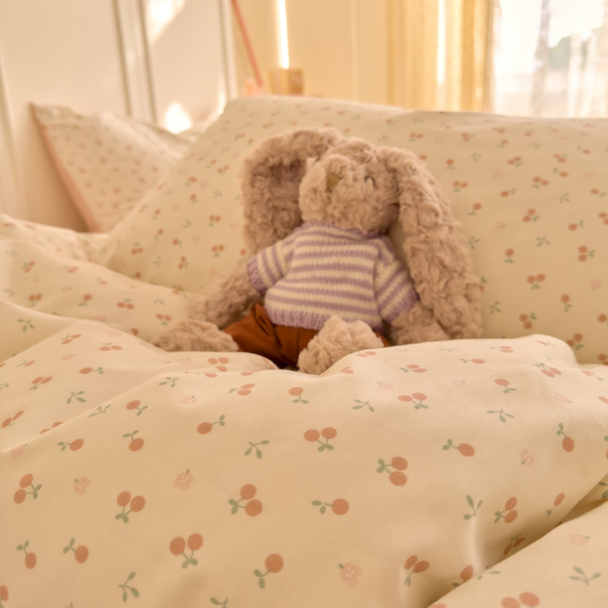 91家纺网 家纺一手货源 找家纺 DoDo 兜兜 2026新款40支全棉纯棉小碎花四件套（可定做尺寸） 奶冻樱桃-粉