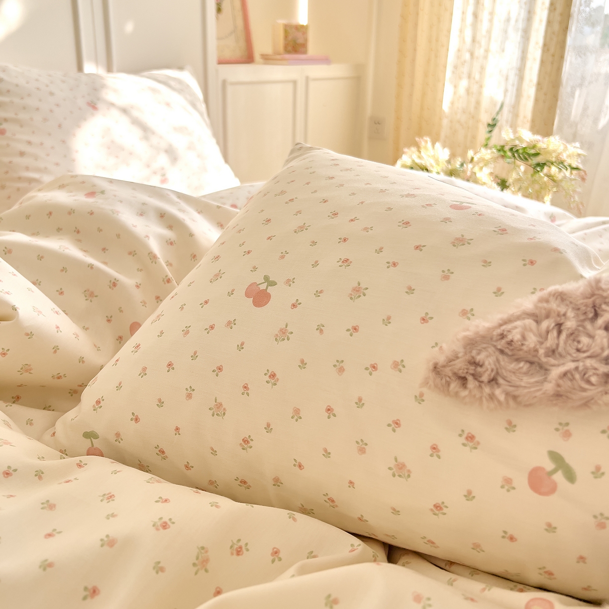 91家纺网 家纺一手货源 找家纺 DoDo 兜兜 2026新款40支全棉纯棉小碎花四件套（可定做尺寸） 樱之恋