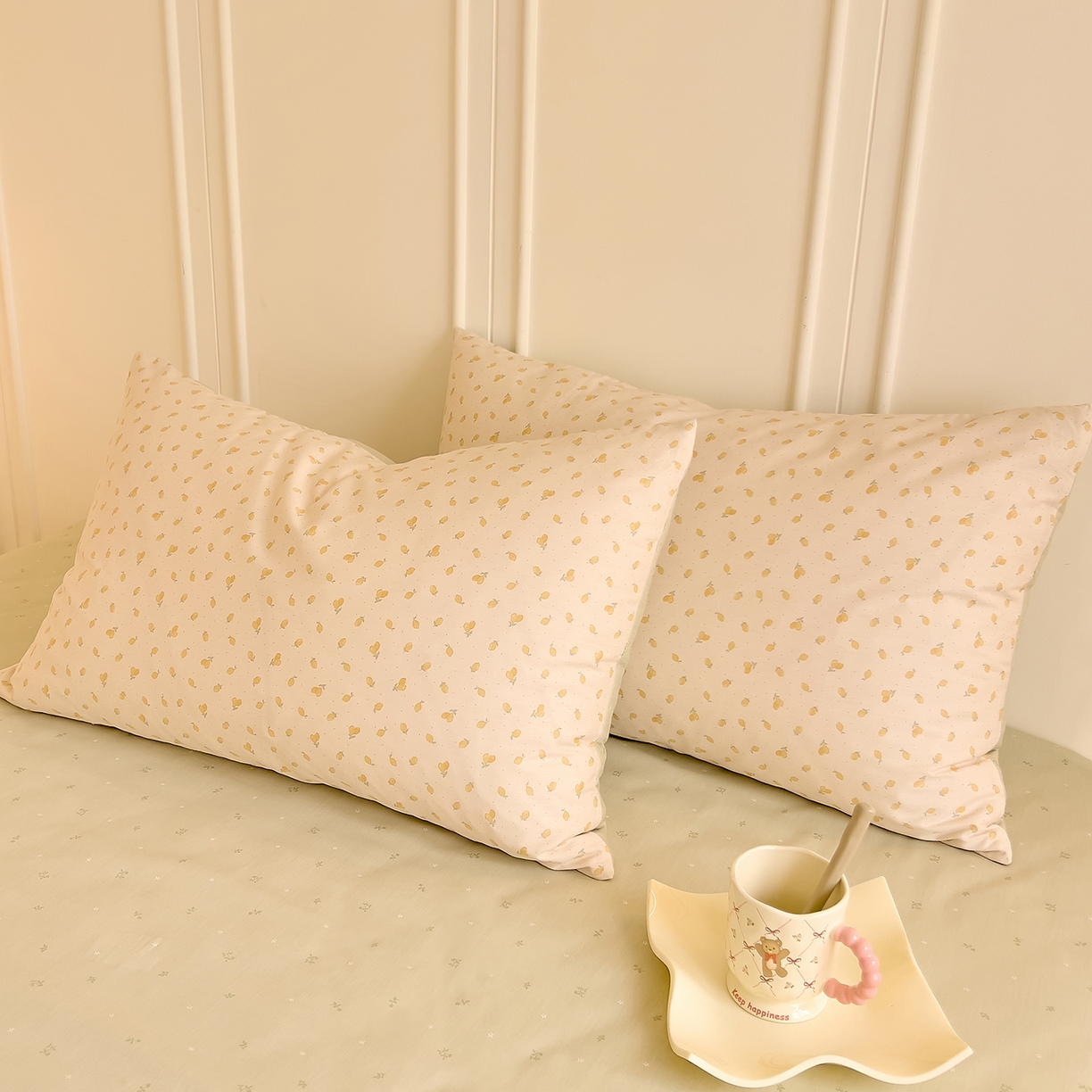 91家纺网 家纺一手货源 找家纺 DoDo 兜兜 2026新款40支全棉纯棉小碎花四件套（可定做尺寸） 柠檬蜜茶