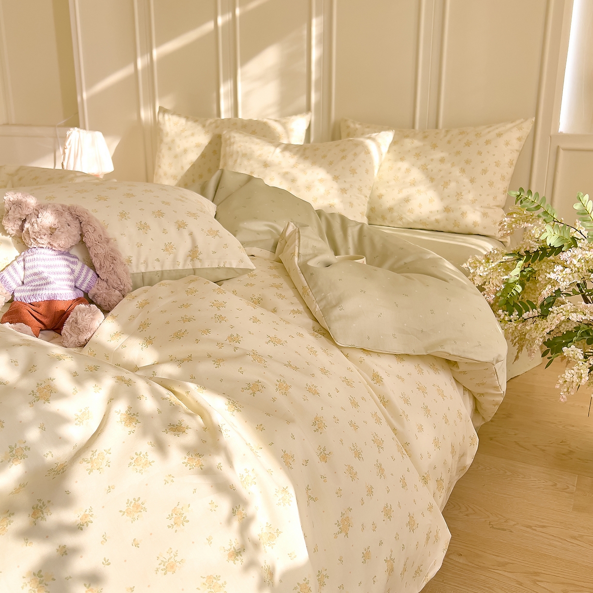 91家纺网 家纺一手货源 找家纺 DoDo 兜兜 2026新款40支全棉纯棉小碎花四件套（可定做尺寸） 春信予你