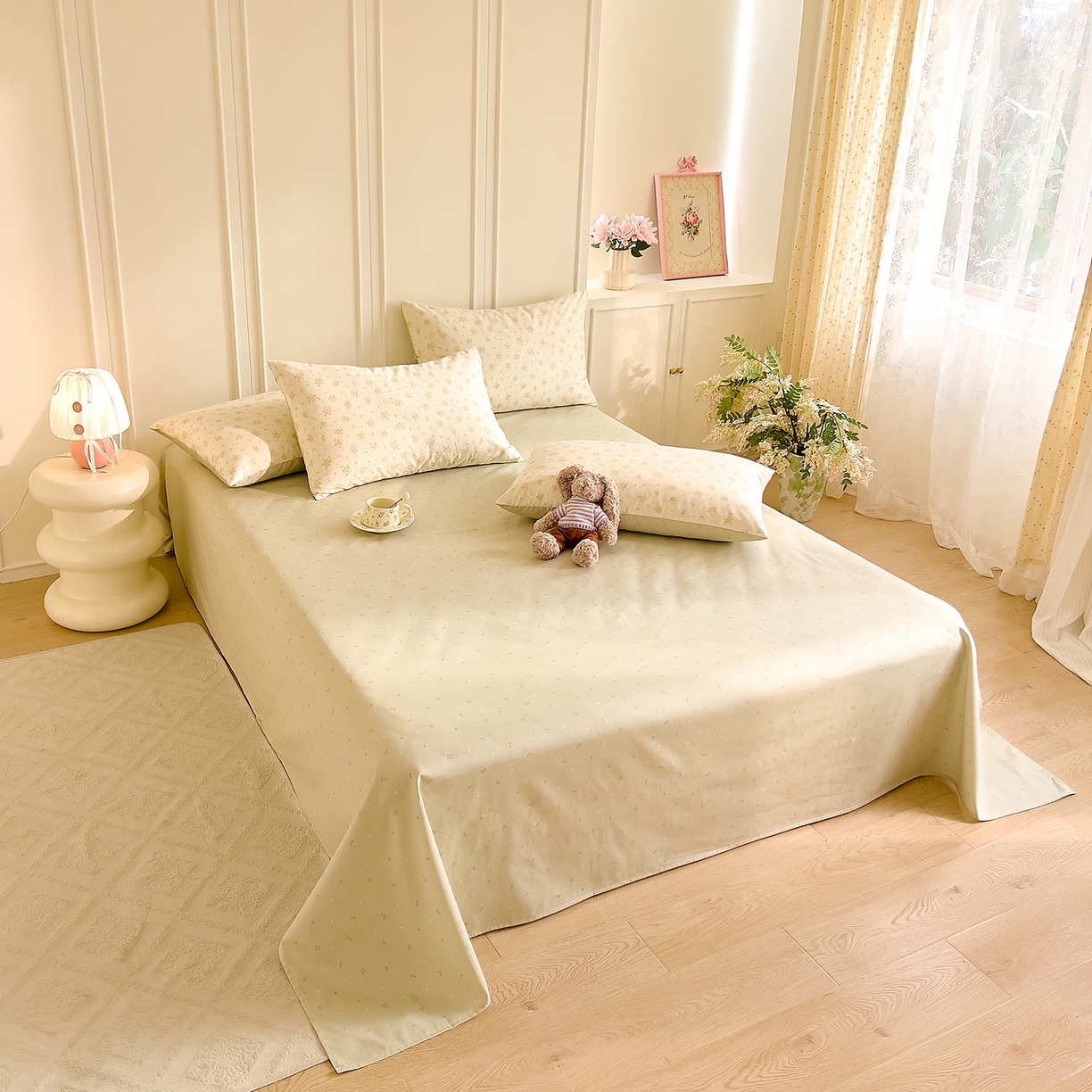 91家纺网 家纺一手货源 找家纺 DoDo 兜兜 2026新款40支全棉纯棉小碎花四件套（可定做尺寸） 春信予你