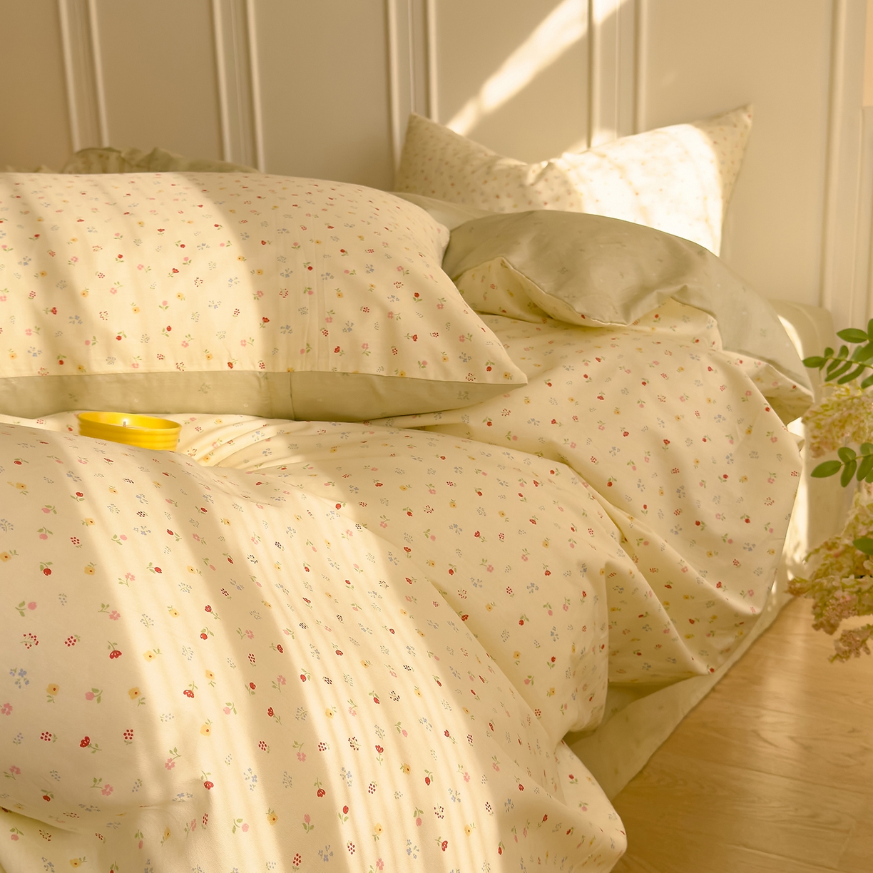 91家纺网 家纺一手货源 找家纺 DoDo 兜兜 2026新款40支全棉纯棉小碎花四件套（可定做尺寸） 春之约-绿