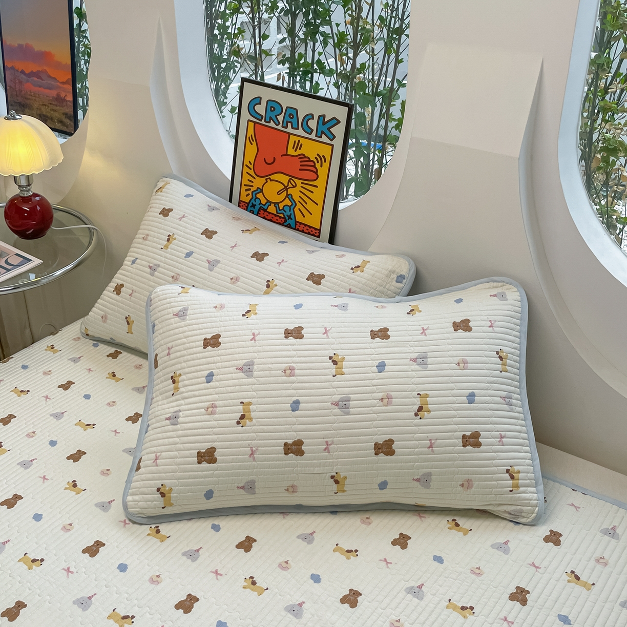 91家纺网 家纺一手货源 找家纺 漫时光 2026新款纯棉小清新棉花夹层床盖 奇趣缤纷