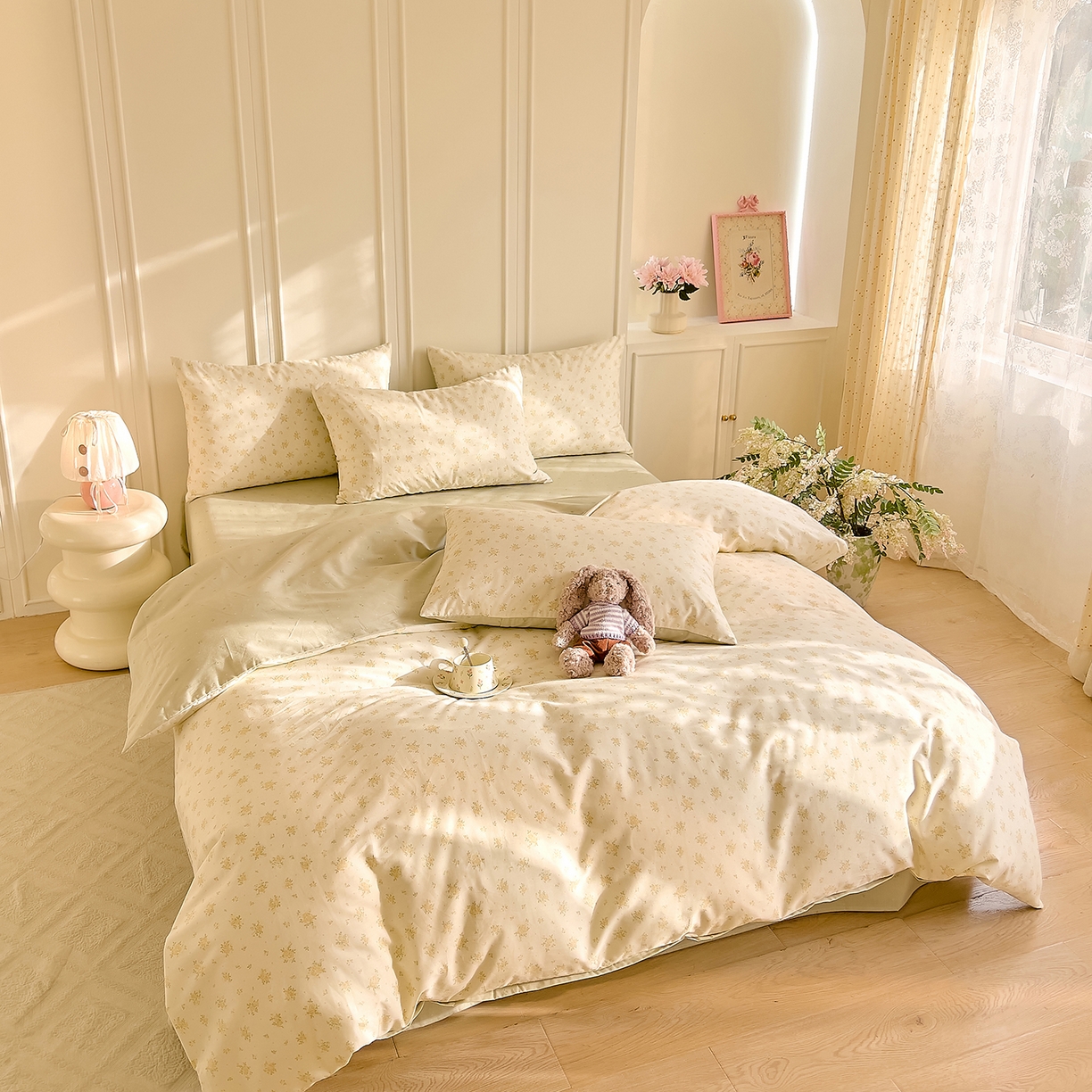 91家纺网 家纺一手货源 找家纺 DoDo 兜兜 2026新款40支全棉纯棉小碎花四件套（可定做尺寸） 春信予你