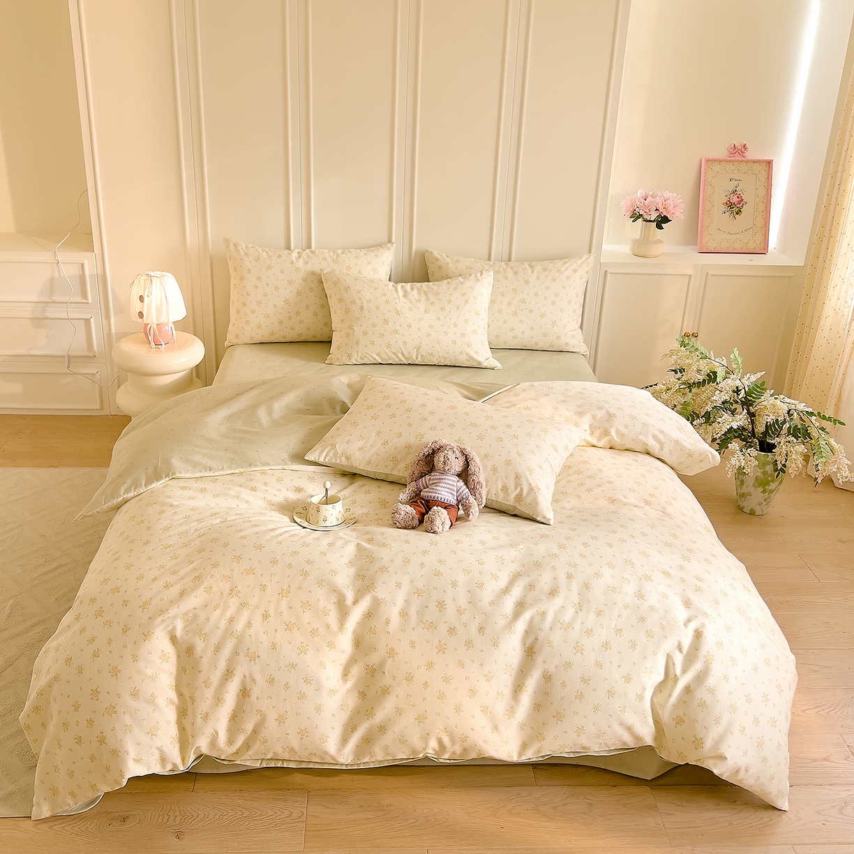 91家纺网 家纺一手货源 找家纺 DoDo 兜兜 2026新款40支全棉纯棉小碎花四件套（可定做尺寸） 春信予你