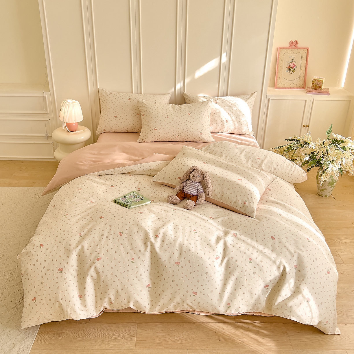 91家纺网 家纺一手货源 找家纺 DoDo 兜兜 2026新款40支全棉纯棉小碎花四件套（可定做尺寸） 樱之恋