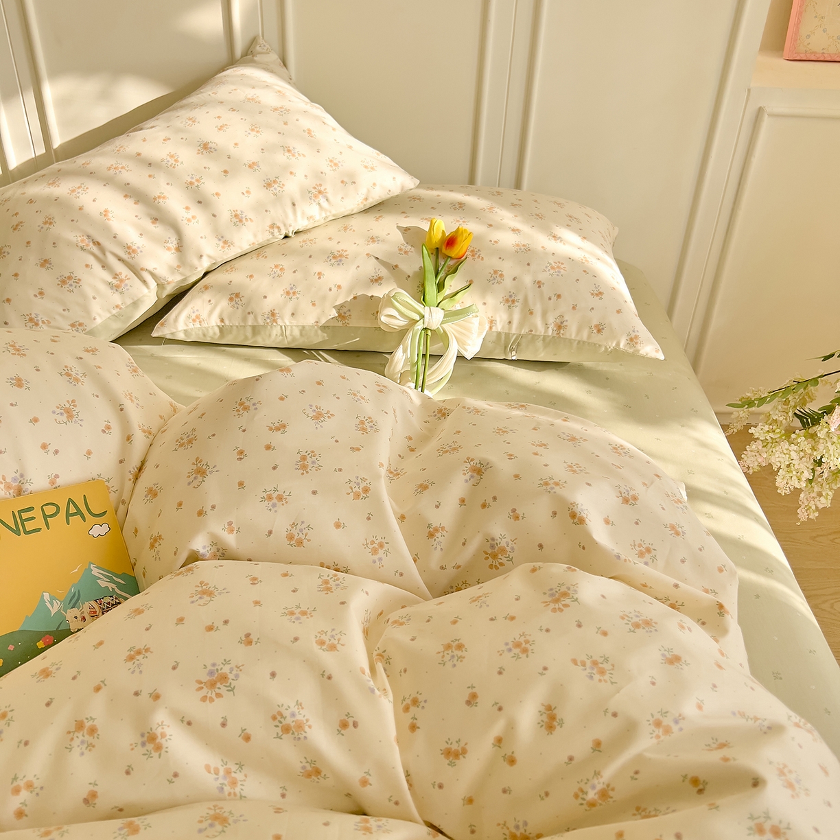 91家纺网 家纺一手货源 找家纺 DoDo 兜兜 2026新款40支全棉纯棉小碎花四件套（可定做尺寸） 樱草恋歌